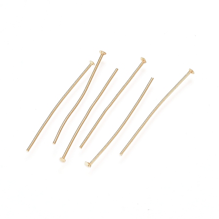 Honeyhandy 304 Stainless Steel Flat Head Pins, Real 24K Gold Plated, 23 Gauge, 30x0.6mm, Head: 1.4mm