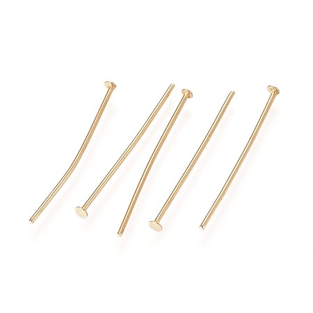 Honeyhandy 304 Stainless Steel Flat Head Pins, Real 24K Gold Plated, 23 Gauge, 20.3x0.6mm, Head: 1.4mm