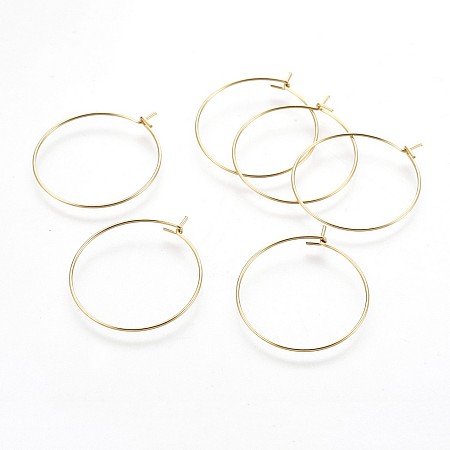 Honeyhandy 316 Surgical Stainless Steel Hoop Earring Findings, Wine Glass Charms Findings, Golden, 20~21 Gauge, 28~28.9x24.5~24.9x0.7~0.8mm