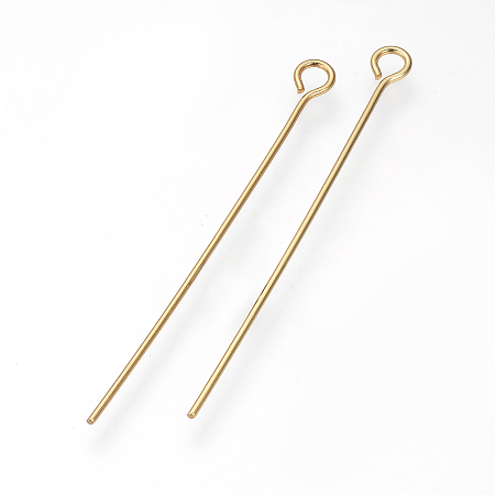 Honeyhandy 304 Stainless Steel Eye Pin, Golden, 25mm, Hole: 2mm, Pin: 0.7mm, about 51pcs/5g