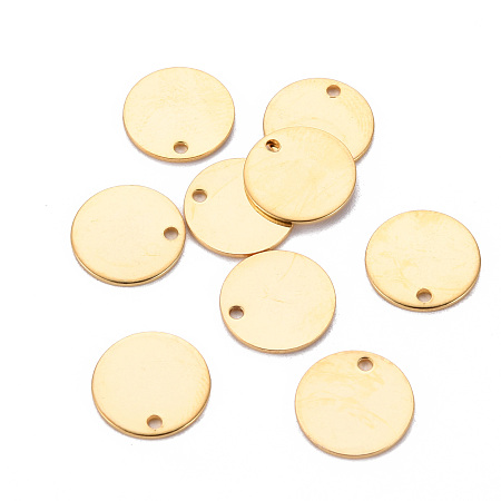 Honeyhandy 201 Stainless Steel Stamping Blank Tag Pendants, Flat Round, Golden, 12x1mm, Hole: 1.4mm