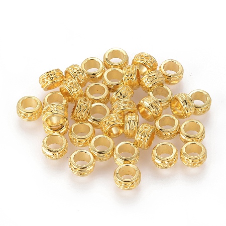 Honeyhandy Tibetan Style Alloy Beads, Large Hole Beads, Lead Free and Cadmium Free, Rondelle, Golden, about 6mm in diameter, 3.5mm thick, hole: 3.5mm