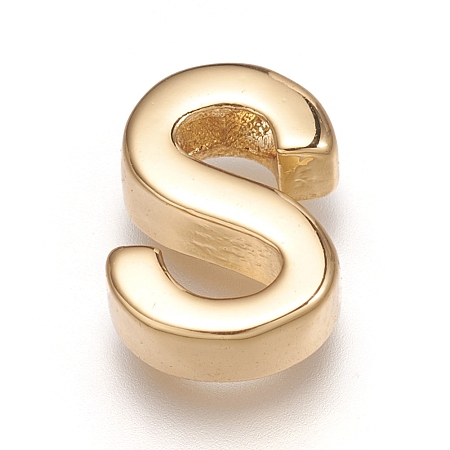 Honeyhandy Brass Charms, Long-Lasting Plated, Letter, Letter.S, S: 9x6.5x3mm, Hole: 1.6mm