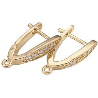 PandaHall Elite 20pcs Brass Micro Pave Cubic Zirconia Hoop Earrings Findings Golden Earrings Clear Color for Earring Designs Jewelry Making