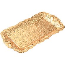 NBEADS Vintage Golden Jewelry Tray, Antique Trinket Dish Embossed Metal Jewelry Tray Holder Ring Dresser Organizer Tray for Rings Earrings Necklaces Bracelet Watch Keys Jewelry