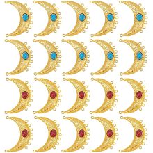 Arricraft 20 Pcs Alloy Moons Pendants, 2mm Holes Gold Moons Turquoise Pendant Links Crescent Shape Red and Green Turquoise Charm Making for Bracelet Necklace Earrings Jewelry Craft