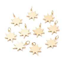 Honeyhandy Brass Charms, with Jump Rings, Long-Lasting Plated, Snowflake, Real 18K Gold Plated, 18x14x1mm, Jump Ring: 5x1mm, Inner Diameter: 3mm