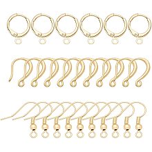 CHGCRAFT 30Pcs 3Styles Brass Ear Wire Earrings Making Supplies Kit Golden Hypoallergenic Earring Fish Hooks Jump Rings Clear Silicone Earring Backs for DIY Jewelry Making Golden