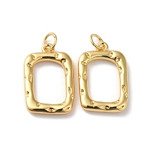 Honeyhandy Rack Plating Brass Pendants, with Jump Ring, Lead Free & Cadmium Free, Rectangle Charm, Real 18K Gold Plated, 20x13x2.5mm, Hole: 3.5mm