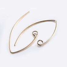 Honeyhandy Brass Earring Hooks, Ear Wire, with Horizontal Loop, Golden, 29x15mm, Hole: 2mm, Pin: 0.6mm, Pin: 0.6mm