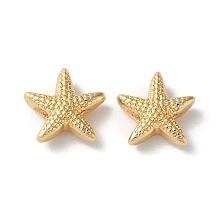 Honeyhandy Rack Plating Brass Beads, Starfish, Real 18K Gold Plated, 10x10x3.5mm, Hole: 1.4mm