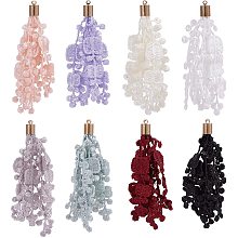 PandaHall Elite 32pcs 8 Colors Flower Tassels 2.8 Inches Silk Lace Tassels Charms Pendants Big Key Chain Tassels for Bohemian Earring Jewelry Necklace Making Accessories