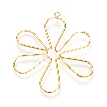 Honeyhandy Brass Big Pendants, Nickel Free, Flower, Real 18K Gold Plated, 55~59x49x1mm, Hole: 2.5mm