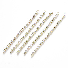 Honeyhandy Brass Rhinestone Cup Chains Tassel Big Pendants, Crystal, Golden, 70x2.5x2mm, Hole: 1.6mm