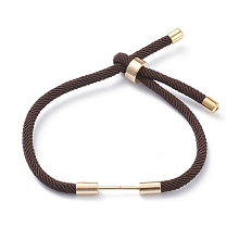 Honeyhandy Braided Nylon Cord Bracelet Making, with Brass Findings, Brown, 9-1/2 inch(24cm), Link: 30x4mm