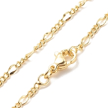 Honeyhandy Brass Figaro Chains Necklace for Women, Cadmium Free & Lead Free, Real 18K Gold Plated, 17.13 inch(43.5cm)