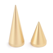 FINGERINSPIRE Aluminum Alloy Finger Ring Display Holder, Cone Shaped Display Stand, Golden, 29.5x78mm, 29.5x45mm, 2pcs/set