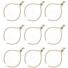 UNICRAFTALE 10pcs 9-1/2"(24cm) Stainless Steel Adjustable Slider Chain Adjustable Slider Bracelet Golden Slider Extender Chains with Ball Ends for Women Semi Finished DIY