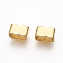 Honeyhandy 201 Stainless Steel Slide Charms, Rectangle, Golden, 6x10x5.5mm, Hole: 4x8.5mm