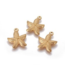 Honeyhandy 304 Stainless Steel Pendants, Starfish/Sea Stars, Golden, 22.5x19x4mm, Hole: 2mm