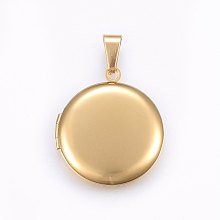 Honeyhandy 316 Stainless Steel Locket Pendants, Flat Round, Golden, 31x27.5x5mm, Hole: 10x5mm, 20mm Inner Diameter