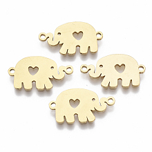 Honeyhandy 201 Stainless Steel Links connectors, Laser Cut, Elephant, Golden, 11x19.5x1mm, Hole: 1.4mm