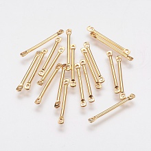 Honeyhandy Brass Links Connectors, Long-Lasting Plated, Bar, Real 18K Gold Plated, 22x2x1mm, Hole: 1mm