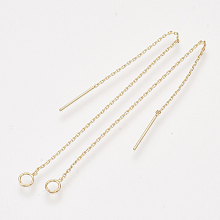 Honeyhandy Brass Stud Earring Findings, Ear Threads, with Loop, Real 18K Gold Plated, 105x0.7mm, Hole: 3mm, Pin: 0.8mm