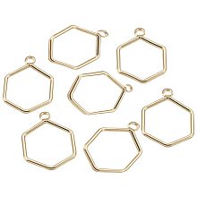 CHGCRAFT 10Pcs Real 18K Gold Plated Brass Hexagon Charms Pendants for DIY Bracelet Necklace Jewelry Making