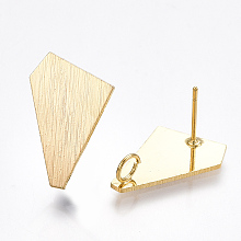 Honeyhandy Brass Stud Earring Findings, with Loop, Polygon, Nickel Free, Real 18K Gold Plated,18x13mm, Hole: 3mm