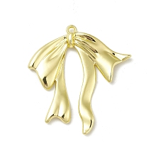 Honeyhandy Rack Plating Alloy Pendants, Bowknot Charms, Light Gold, 31.5x30.5x2mm, Hole: 1.5mm