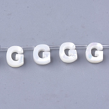 Honeyhandy Sea Shell Beads, Top Drilled Beads, Letter, Letter.G, 10x8x3mm, Hole: 0.8mm