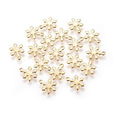 Honeyhandy 304 Stainless Steel Charms, Snowflake, Golden, 9x12x1mm, Hole: 1.4mm