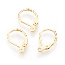 Honeyhandy 304 Stainless Steel Leverback Earrings Findings, with Loop, Golden, 16x10x2mm, Hole: 1.4mm, Pin: 0.6x1mm