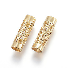 Honeyhandy Ion Plating(IP) 304 Stainless Steel Beads, Tube, Hollow, Golden, 12x4mm, Hole: 3.5mm