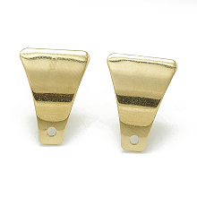 Honeyhandy 304 Stainless Steel Stud Earring Findings, with Loop, Trapezoid, Golden, 16x12mm, Hole: 1.4mm, Pin: 0.8mm