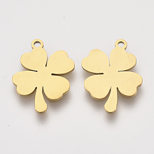 Honeyhandy 201 Stainless Steel Pendants, Laser Cut Pendants, Clover, Golden, 17x13x1mm, Hole: 1.4mm