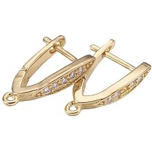 PandaHall Elite 20pcs Brass Micro Pave Cubic Zirconia Hoop Earrings Findings Golden Earrings Clear Color for Earring Designs Jewelry Making