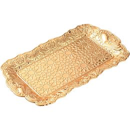 NBEADS Vintage Golden Jewelry Tray, Antique Trinket Dish Embossed Metal Jewelry Tray Holder Ring Dresser Organizer Tray for Rings Earrings Necklaces Bracelet Watch Keys Jewelry