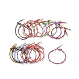 Honeyhandy Couple Wave Pattern Nylon Round Cord Silder Bracelet with Brass Clasp for Women, Cadmium Free & Lead Free, Mixed Color, Inner Diameter: 2-1/2inch(6.25~6.3cm)