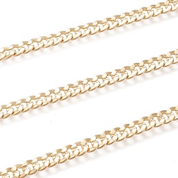 Honeyhandy Brass Cuban Link Chains, Chunky Curb Chains, with Spool, Long-Lasting Plated, Soldered, Real 18K Gold Plated, 6x5.5x1.5mm, about 16.4 Feet(5m)/roll