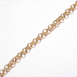 Honeyhandy Ion Plating(IP) 304 Stainless Steel Rolo Chains, Belcher Chain, Unwelded, with Spool, for Jewelry Making, Golden, 3x1mm, about 32.8 Feet(10m)/roll