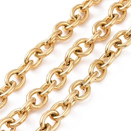 Honeyhandy 304 Stainless Steel Rolo Chains, Unwelded, Golden, 8mm, Links: 10.5x8x2mm