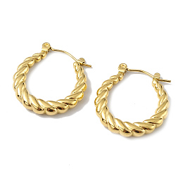 Honeyhandy Ion Plating(IP) 304 Stainless Steel Twist Teardrop Hoop Earrings for Women, Golden, 22.5x21.5x3.5mm, Pin: 0.6mm