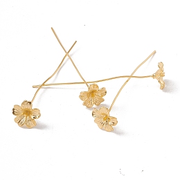 Honeyhandy Brass Flower Head Pins, Golden, 48mm, Pin: 21 Gauge(0.7mm), Flower: 10mm in diameter