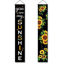 CREATCABIN Sunflower Banner You are My Sunshine Summer Hanging Flower Heart Door Decor Porch Sign Black for Indoor Outdoor Holiday Home Party Porch Wall Halloween Xmas 11.8 x 70.8inch