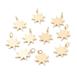 Honeyhandy Brass Charms, with Jump Rings, Long-Lasting Plated, Snowflake, Real 18K Gold Plated, 18x14x1mm, Jump Ring: 5x1mm, Inner Diameter: 3mm