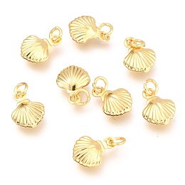 Honeyhandy Brass Charms, Long-Lasting Plated, with Jump Ring, Shell, Real 18K Gold Plated, 11x8x2.8mm, Hole: 2.5mm