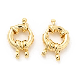 Honeyhandy Brass Spring Ring Clasps, Real 18K Gold Plated, 22x13.5x5mm, Hole: 2.7mm