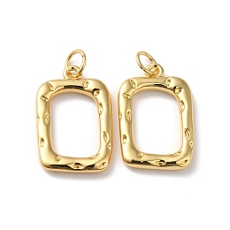 Honeyhandy Rack Plating Brass Pendants, with Jump Ring, Lead Free & Cadmium Free, Rectangle Charm, Real 18K Gold Plated, 20x13x2.5mm, Hole: 3.5mm